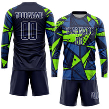 Load image into Gallery viewer, Custom Navy Navy-Neon Green Sublimation Soccer Uniform Jersey
