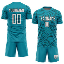 Load image into Gallery viewer, Custom Teal White-Black Sublimation Soccer Uniform Jersey
