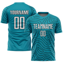 Load image into Gallery viewer, Custom Teal White-Black Sublimation Soccer Uniform Jersey
