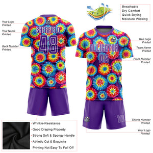 Custom Tie Dye Purple-White Sublimation Soccer Uniform Jersey