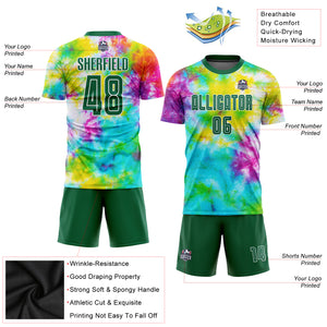 Custom Tie Dye Kelly Green-White Sublimation Soccer Uniform Jersey