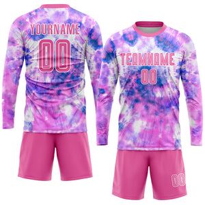 Custom Tie Dye Pink-White Sublimation Soccer Uniform Jersey