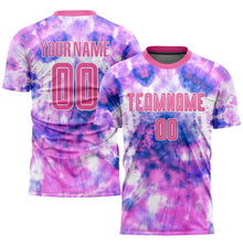 Load image into Gallery viewer, Custom Tie Dye Pink-White Sublimation Soccer Uniform Jersey
