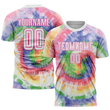 Load image into Gallery viewer, Custom Tie Dye White-Pink Sublimation Soccer Uniform Jersey
