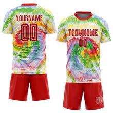 Load image into Gallery viewer, Custom Tie Dye Red-White Sublimation Soccer Uniform Jersey
