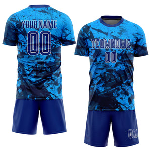 Custom Tie Dye Royal-White Sublimation Soccer Uniform Jersey