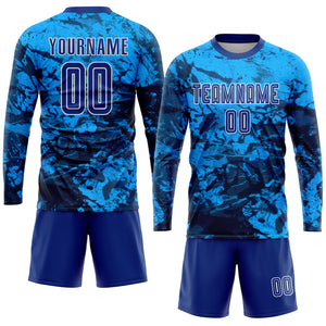 Custom Tie Dye Royal-White Sublimation Soccer Uniform Jersey