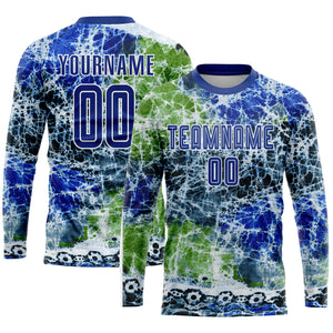 Custom Tie Dye Royal-White Sublimation Soccer Uniform Jersey