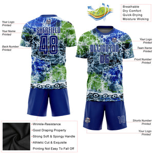 Custom Tie Dye Royal-White Sublimation Soccer Uniform Jersey