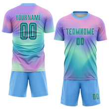 Load image into Gallery viewer, Custom Tie Dye Teal-White Sublimation Soccer Uniform Jersey
