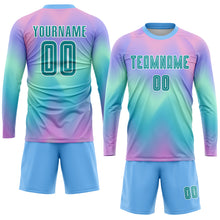 Load image into Gallery viewer, Custom Tie Dye Teal-White Sublimation Soccer Uniform Jersey
