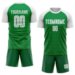 Custom Kelly Green White Sublimation Soccer Uniform Jersey