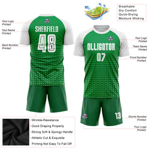 Custom Kelly Green White Sublimation Soccer Uniform Jersey