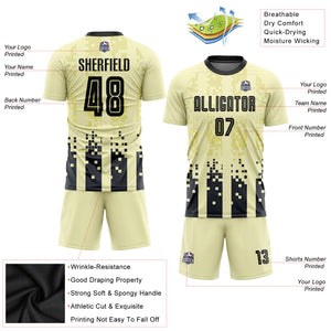 Custom Cream Black Home Sublimation Soccer Uniform Jersey