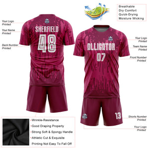 Custom Crimson White Away Sublimation Soccer Uniform Jersey