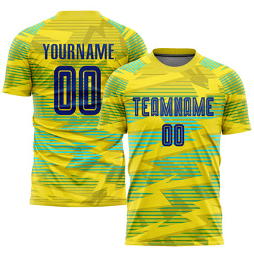 Custom Gold Royal-Light Blue Away Sublimation Soccer Uniform Jersey