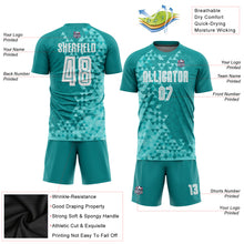 Load image into Gallery viewer, Custom Teal White Third Sublimation Soccer Uniform Jersey
