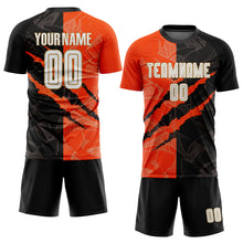 Load image into Gallery viewer, Custom Graffiti Pattern White Black Orange-Old Gold Sublimation Soccer Uniform Jersey
