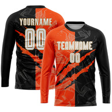 Load image into Gallery viewer, Custom Graffiti Pattern White Black Orange-Old Gold Sublimation Soccer Uniform Jersey
