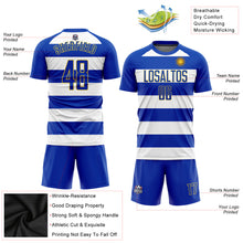 Load image into Gallery viewer, Custom White Royal-Gold Sublimation Uruguayan Flag Soccer Uniform Jersey
