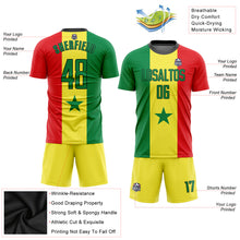 Load image into Gallery viewer, Custom Gold Kelly Green Red-Black Sublimation Senegalese Flag Soccer Uniform Jersey
