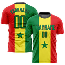 Load image into Gallery viewer, Custom Gold Kelly Green Red-Black Sublimation Senegalese Flag Soccer Uniform Jersey
