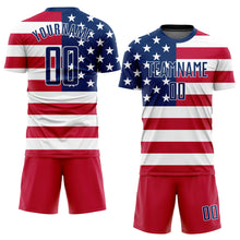 Load image into Gallery viewer, Custom Red Royal-White Sublimation American Flag Soccer Uniform Jersey
