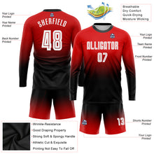 Load image into Gallery viewer, Custom Red White-Black Sublimation Long Sleeve Fade Fashion Soccer Uniform Jersey

