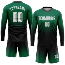 Load image into Gallery viewer, Custom Kelly Green White-Black Sublimation Long Sleeve Fade Fashion Soccer Uniform Jersey
