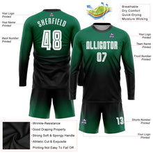 Load image into Gallery viewer, Custom Kelly Green White-Black Sublimation Long Sleeve Fade Fashion Soccer Uniform Jersey
