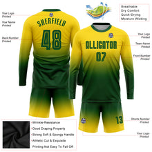 Load image into Gallery viewer, Custom Gold Green Sublimation Long Sleeve Fade Fashion Soccer Uniform Jersey

