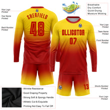 Load image into Gallery viewer, Custom Gold Red Sublimation Long Sleeve Fade Fashion Soccer Uniform Jersey

