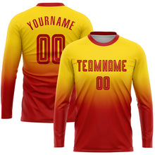 Load image into Gallery viewer, Custom Gold Red Sublimation Long Sleeve Fade Fashion Soccer Uniform Jersey
