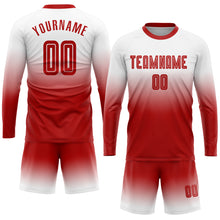 Load image into Gallery viewer, Custom White Red Sublimation Long Sleeve Fade Fashion Soccer Uniform Jersey
