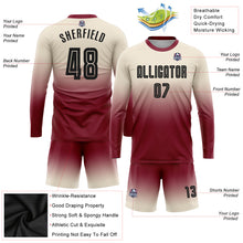Load image into Gallery viewer, Custom Cream Black-Crimson Sublimation Long Sleeve Fade Fashion Soccer Uniform Jersey
