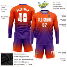 Load image into Gallery viewer, Custom Orange White-Purple Sublimation Long Sleeve Fade Fashion Soccer Uniform Jersey
