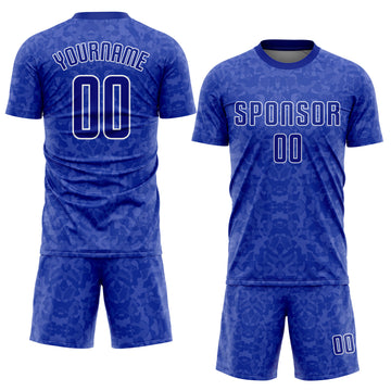 Custom Royal Royal-White Sublimation Soccer Uniform Jersey