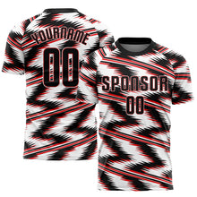 Load image into Gallery viewer, Custom White Black-Red Sublimation Soccer Uniform Jersey
