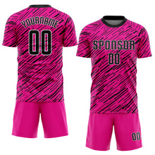 Load image into Gallery viewer, Custom Pink Black-White Sublimation Soccer Uniform Jersey

