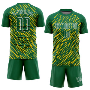 Custom Kelly Green Kelly Green-Gold Sublimation Soccer Uniform Jersey