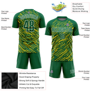 Custom Kelly Green Kelly Green-Gold Sublimation Soccer Uniform Jersey