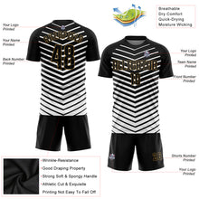 Load image into Gallery viewer, Custom White Black-Old Gold Sublimation Soccer Uniform Jersey
