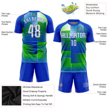 Load image into Gallery viewer, Custom Royal White-Kelly Green Sublimation Soccer Uniform Jersey
