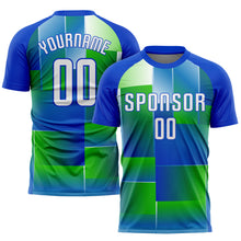 Load image into Gallery viewer, Custom Royal White-Kelly Green Sublimation Soccer Uniform Jersey
