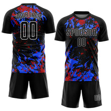 Load image into Gallery viewer, Custom Black Black Royal-Red Sublimation Soccer Uniform Jersey
