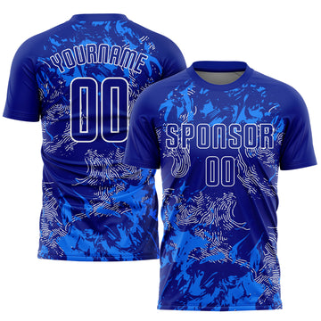 Custom Royal Royal-White Sublimation Soccer Uniform Jersey