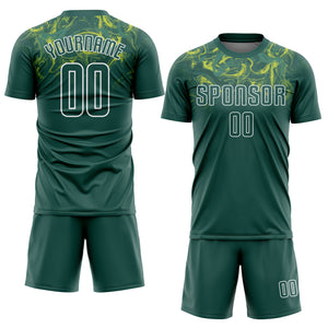 Custom Kelly Green Kelly Green-Gold Sublimation Soccer Uniform Jersey