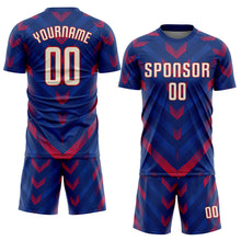 Load image into Gallery viewer, Custom Royal Cream-Red Sublimation Soccer Uniform Jersey
