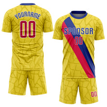 Load image into Gallery viewer, Custom Gold Red-Royal Sublimation Soccer Uniform Jersey
