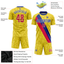 Load image into Gallery viewer, Custom Gold Red-Royal Sublimation Soccer Uniform Jersey
